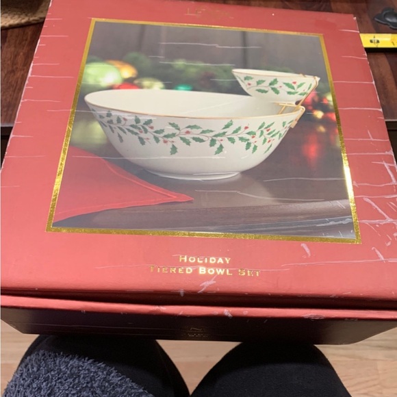 Lenox Holiday Tiered Bowl Set Chip and Dip - Picture 1 of 6